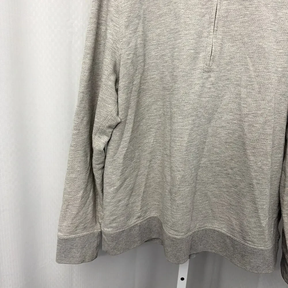Billy Reid Sweatshirt Men’s XL Pullover Gray Herringbone 1/4 Zip Long Sleeve